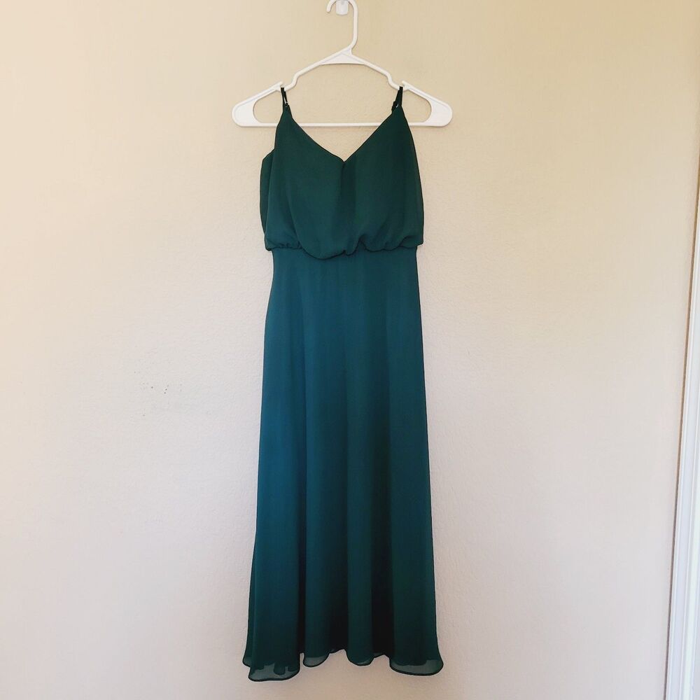 Birdy Grey Gwennie Everald Green Chiffon Maxi Dress Size Xsmall Pockets Event
